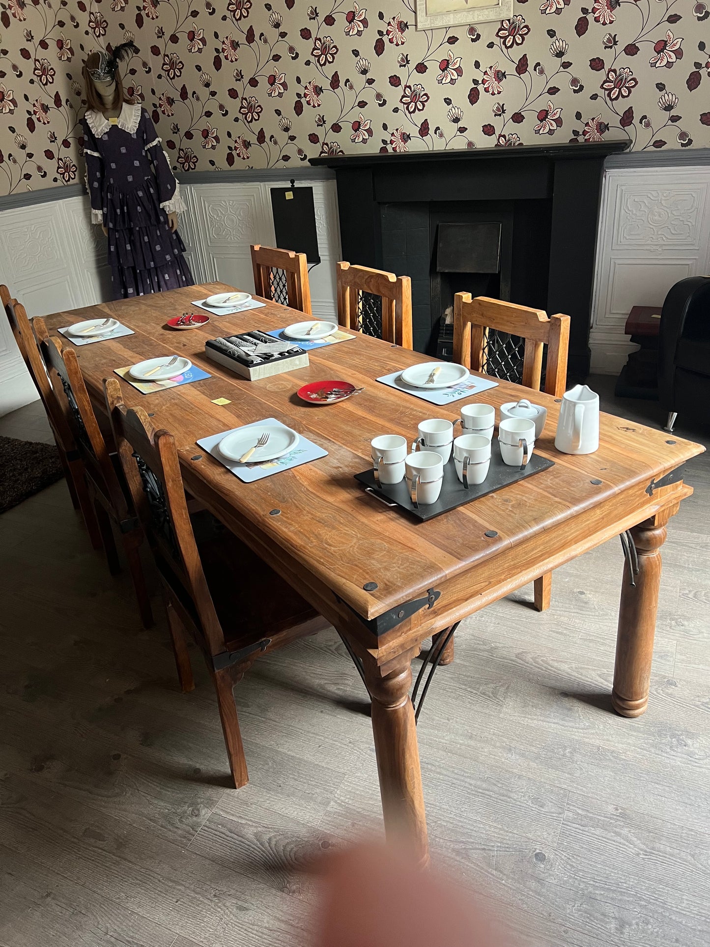 2.5 metres of 'Medieval Style' dining table with matching chairs